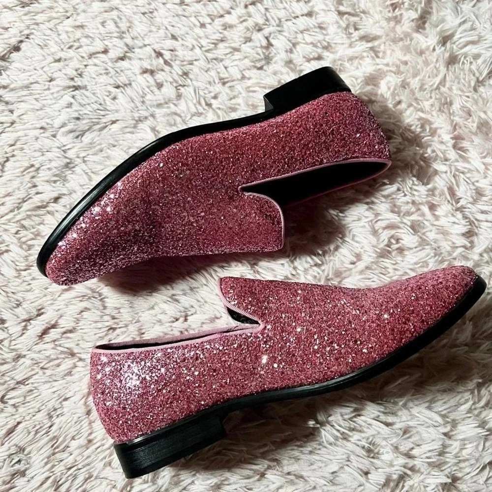 Vintage Enzo Romeo Sparko 04 Slip On‎ Glitter Loafer Mens 9.5 Statement Glamour